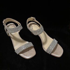 Antonio Melani Metalic Rhinestone Embellished Sandals Size 7.5M
